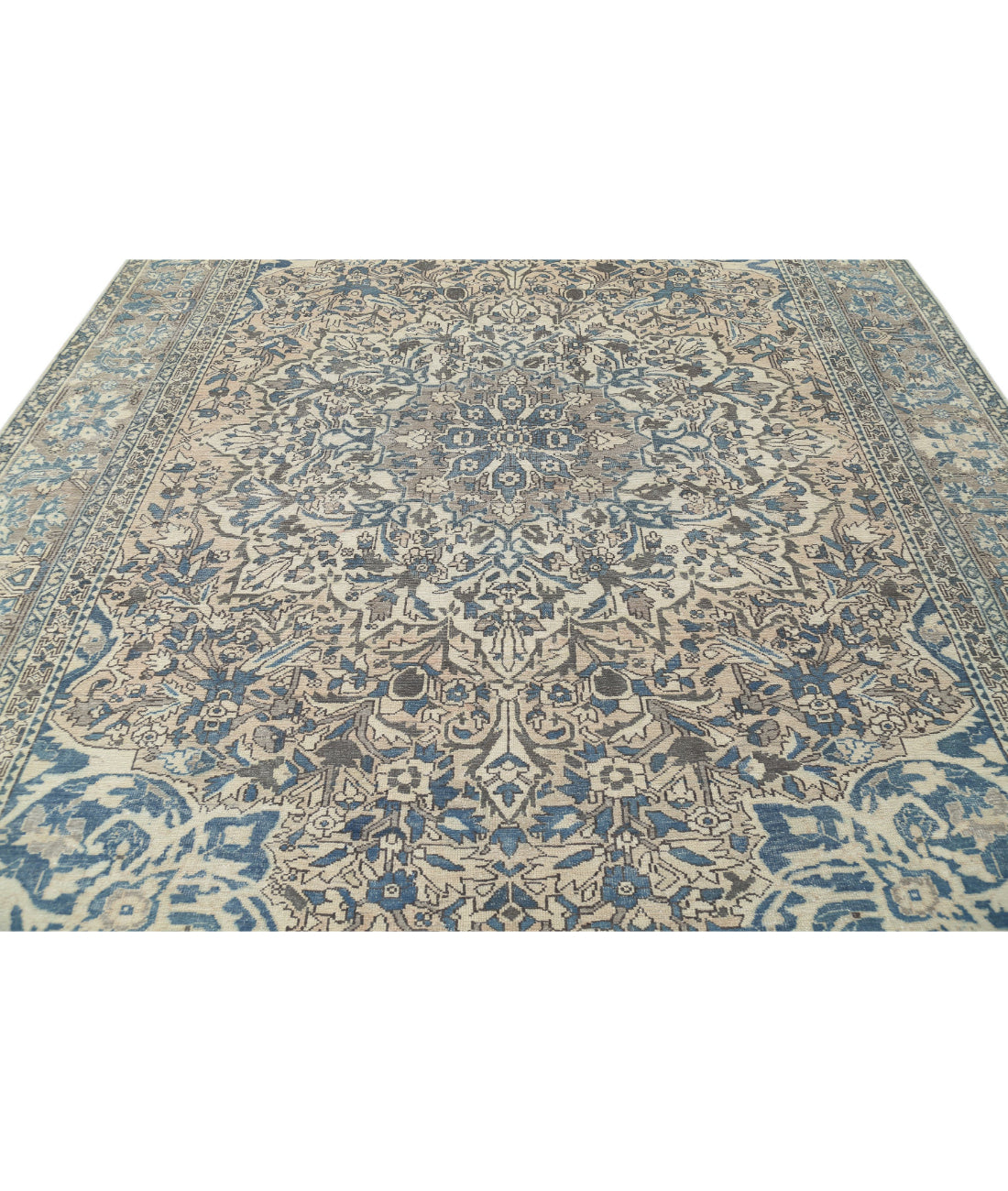 Hand Knotted Vintage Persian Bakhtiari Wool Rug - 9'7'' x 12'4'' 9'7'' x 12'4'' (288 X 370) / Ivory / Taupe