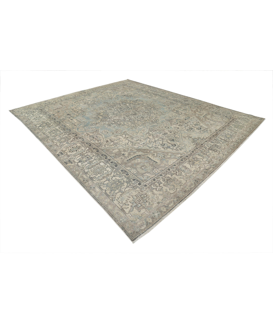 Hand Knotted Vintage Persian Bakhtiari Wool Rug - 10'1'' x 12'3'' 10'1'' x 12'3'' (303 X 368) / Grey / Ivory