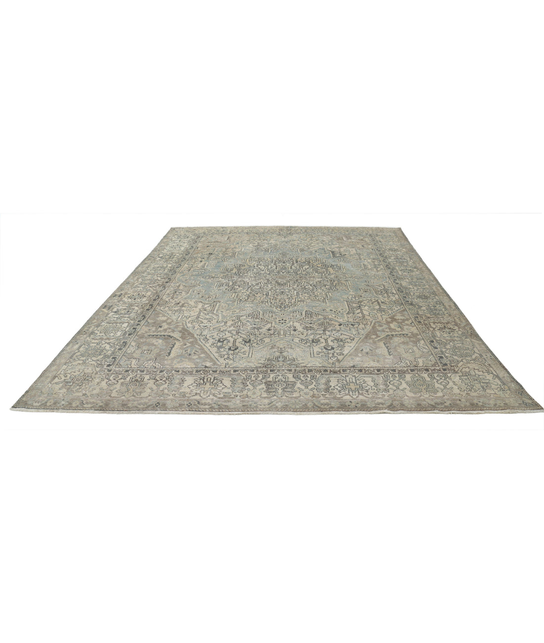 Hand Knotted Vintage Persian Bakhtiari Wool Rug - 10'1'' x 12'3'' 10'1'' x 12'3'' (303 X 368) / Grey / Ivory