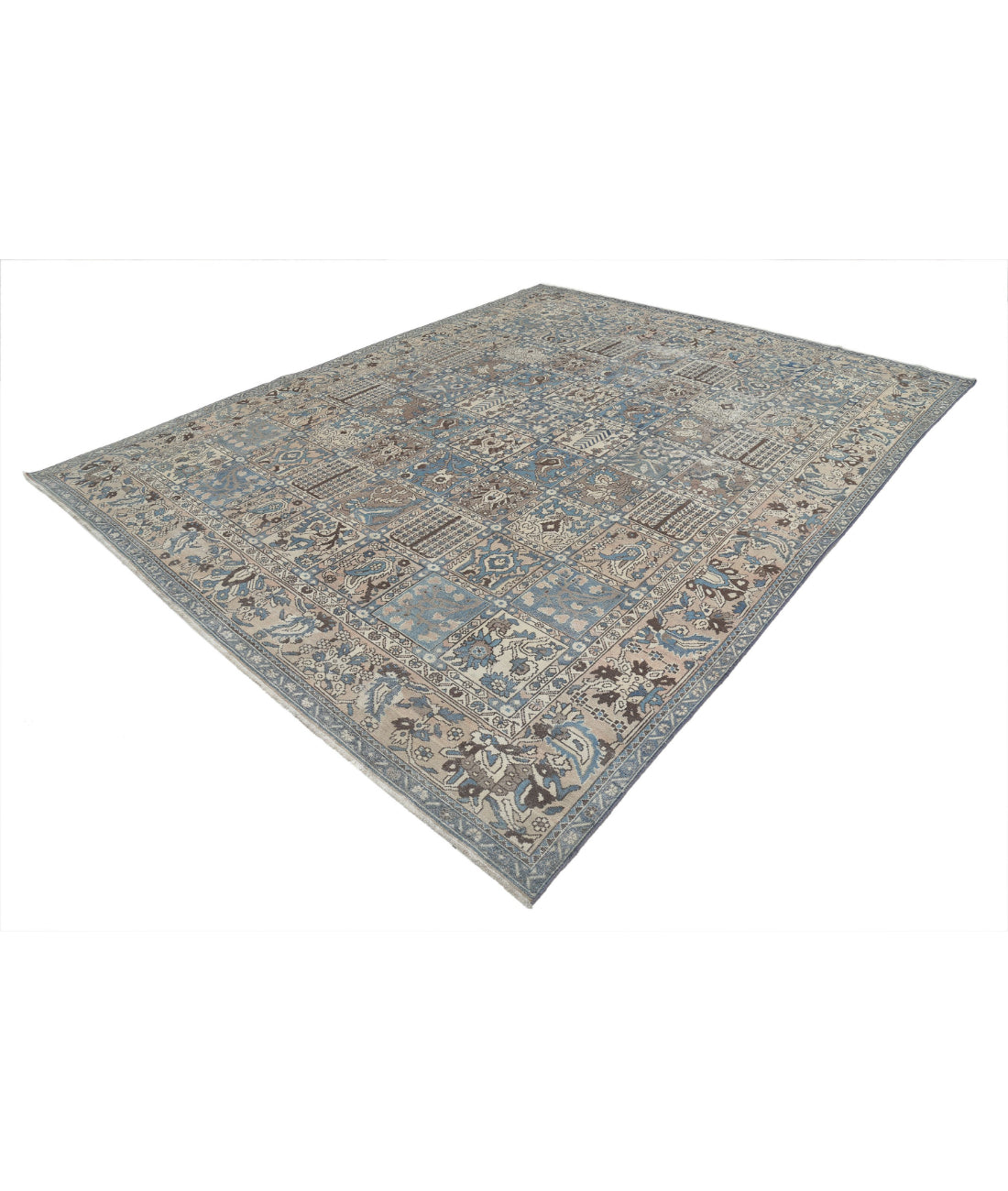 Hand Knotted Vintage Persian Bakhtiari Wool Rug - 9'7'' x 12'2'' 9'7'' x 12'2'' (288 X 365) / Blue / Taupe