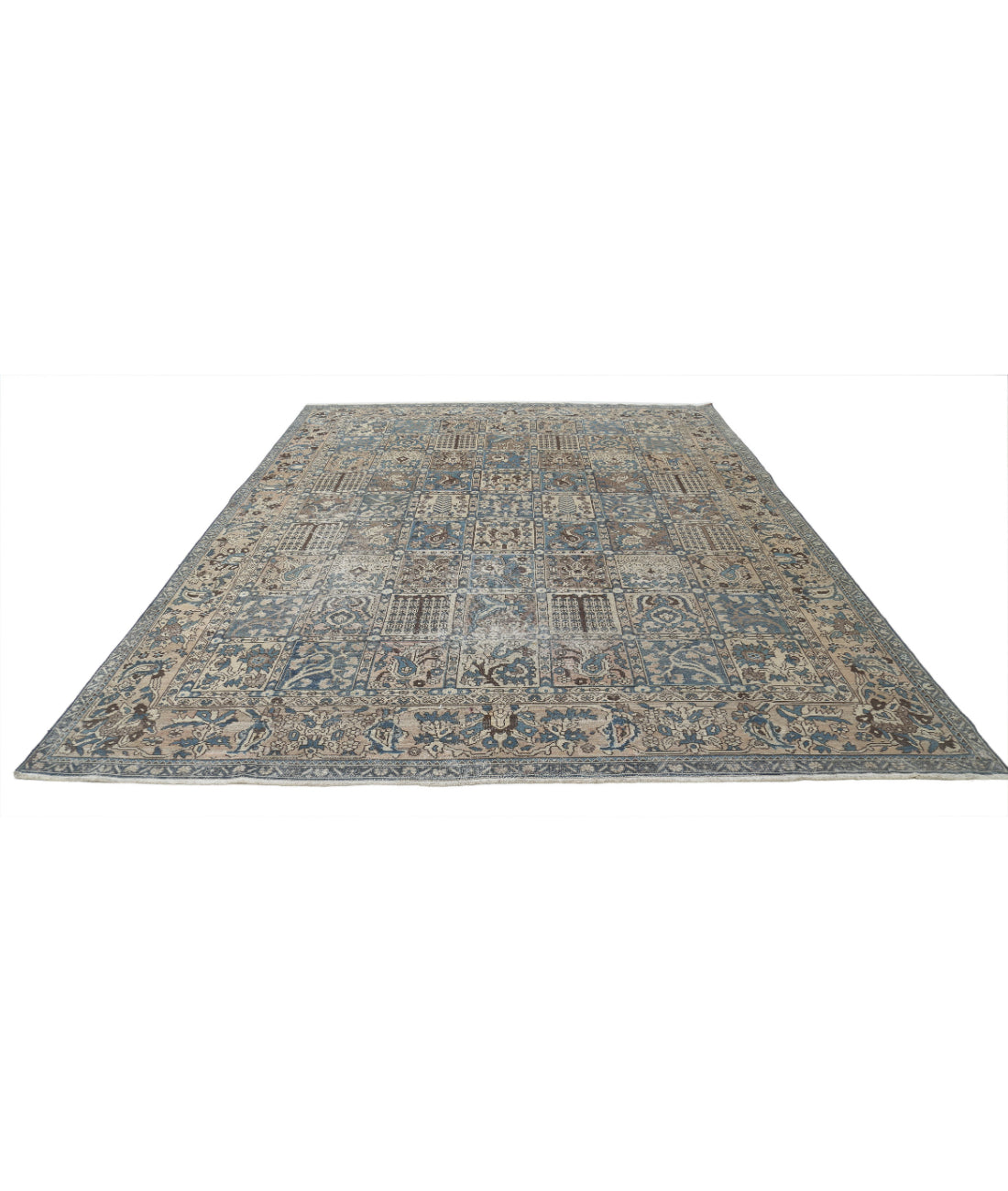 Hand Knotted Vintage Persian Bakhtiari Wool Rug - 9'7'' x 12'2'' 9'7'' x 12'2'' (288 X 365) / Blue / Taupe