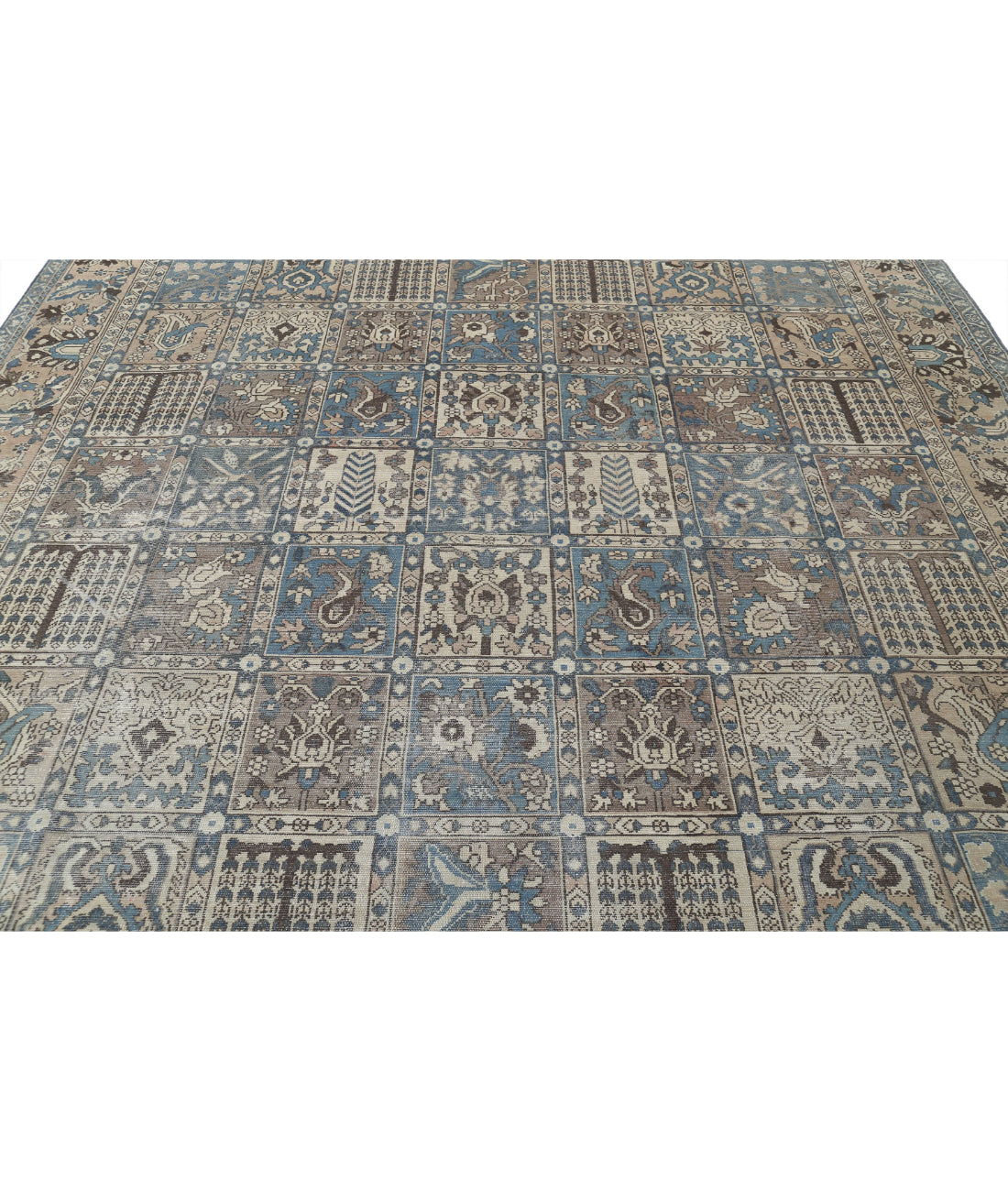 Hand Knotted Vintage Persian Bakhtiari Wool Rug - 9'7'' x 12'2'' 9'7'' x 12'2'' (288 X 365) / Blue / Taupe
