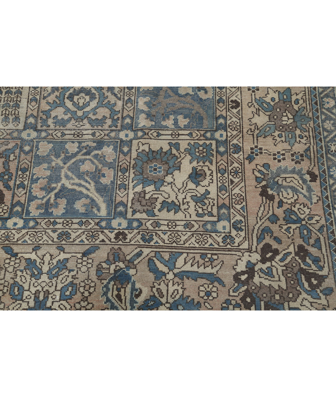 Hand Knotted Vintage Persian Bakhtiari Wool Rug - 9'7'' x 12'2'' 9'7'' x 12'2'' (288 X 365) / Blue / Taupe