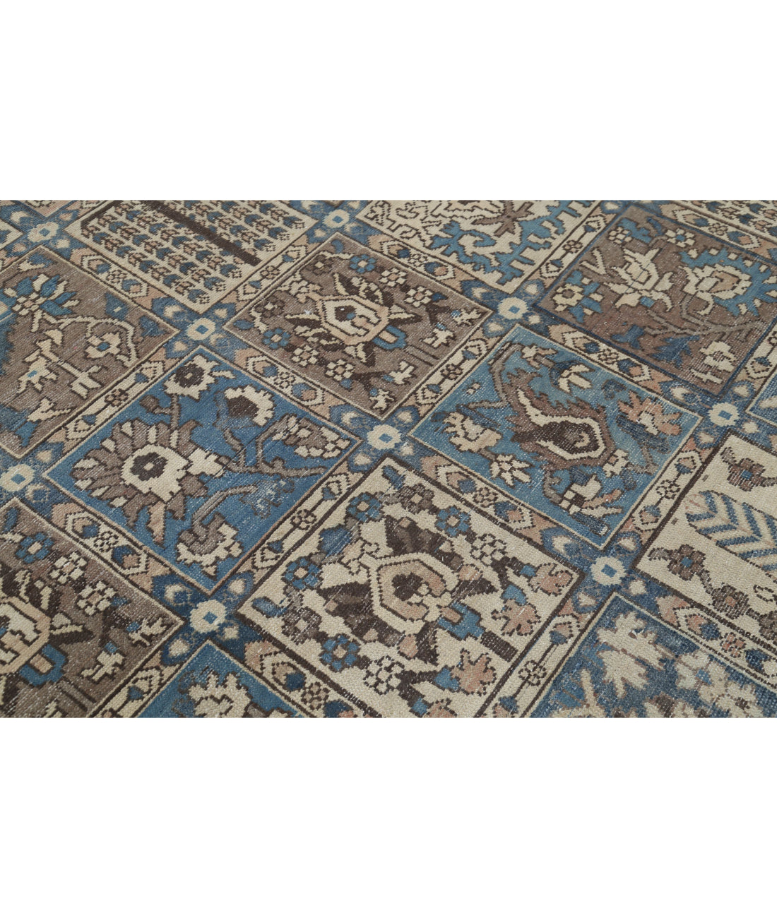 Hand Knotted Vintage Persian Bakhtiari Wool Rug - 9'7'' x 12'2'' 9'7'' x 12'2'' (288 X 365) / Blue / Taupe
