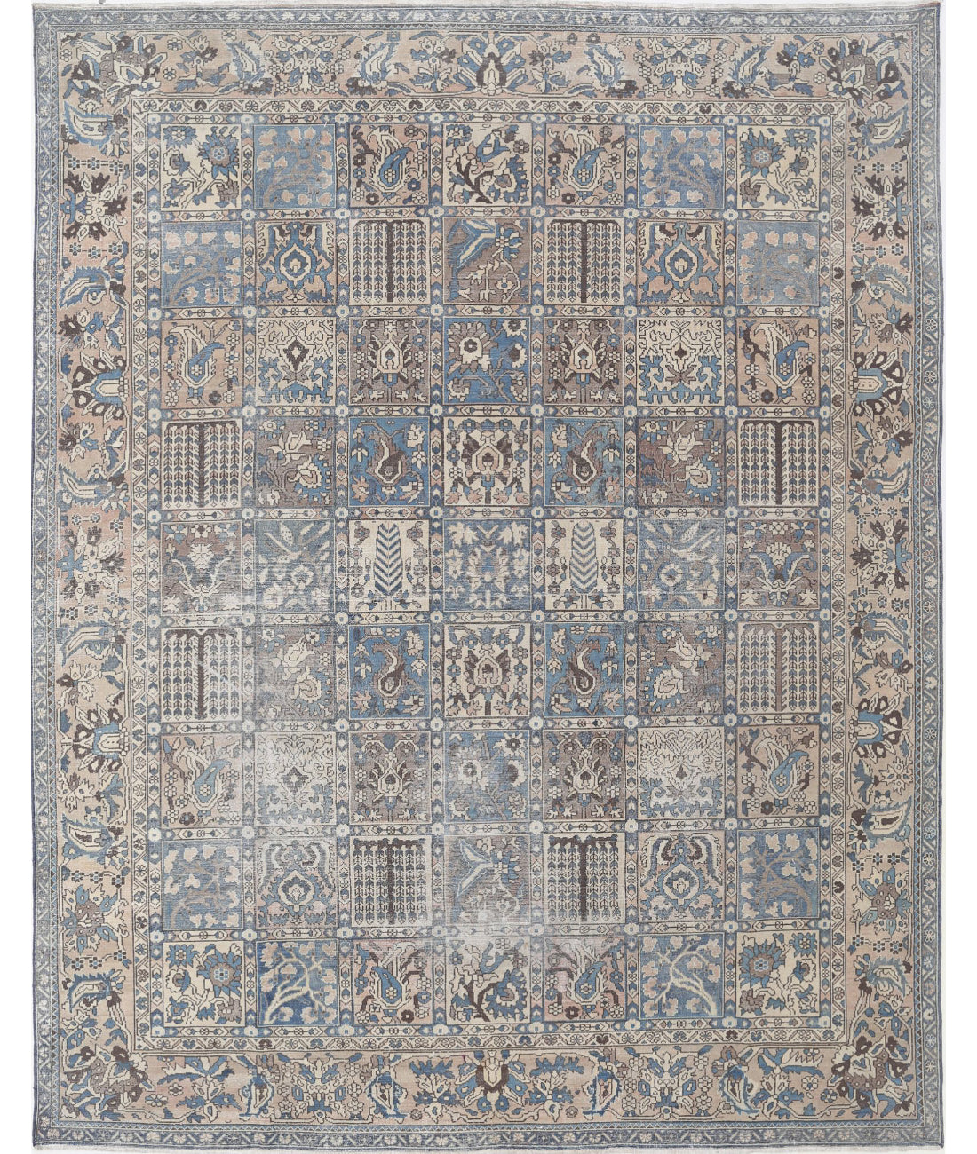 Hand Knotted Vintage Persian Bakhtiari Wool Rug - 9&#39;7&#39;&#39; x 12&#39;2&#39;&#39; 9&#39;7&#39;&#39; x 12&#39;2&#39;&#39; (288 X 365) / Blue / Taupe