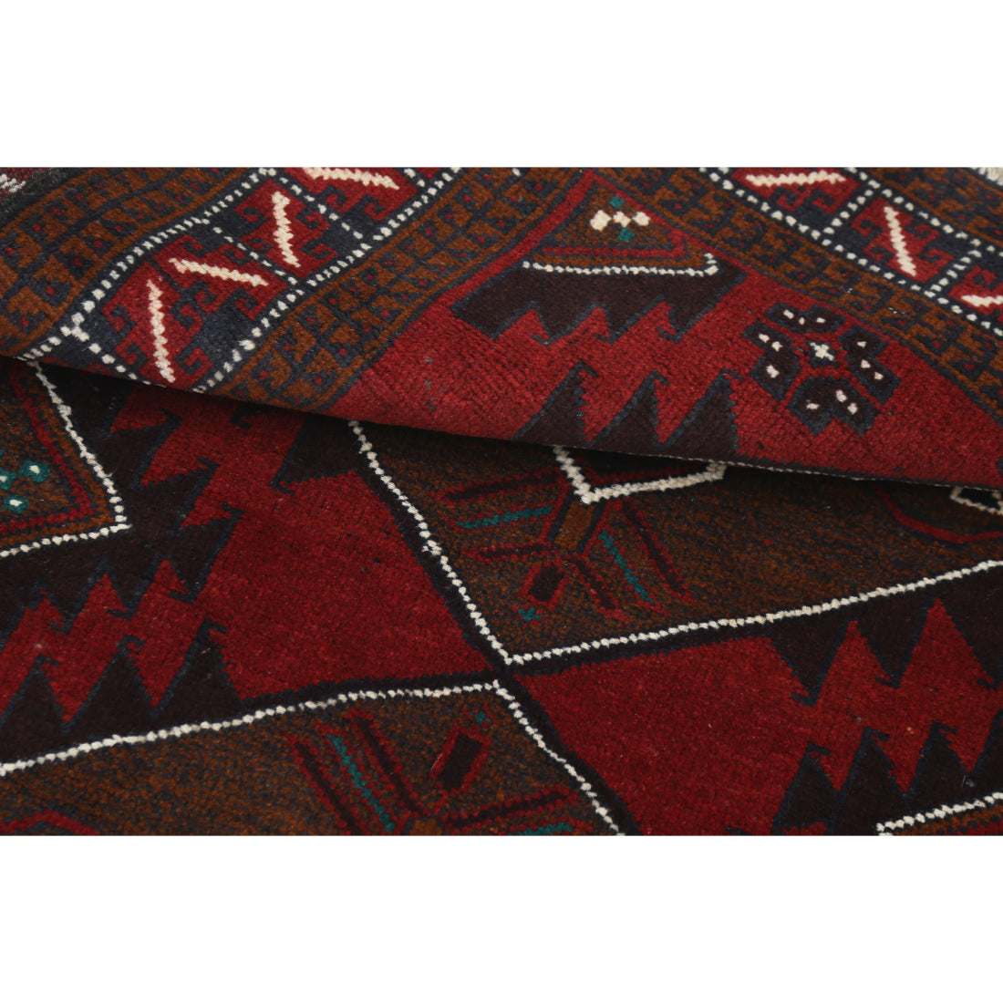 Alfombra tribal de lana Baluch anudada a mano - 2'11'' x 5'0''