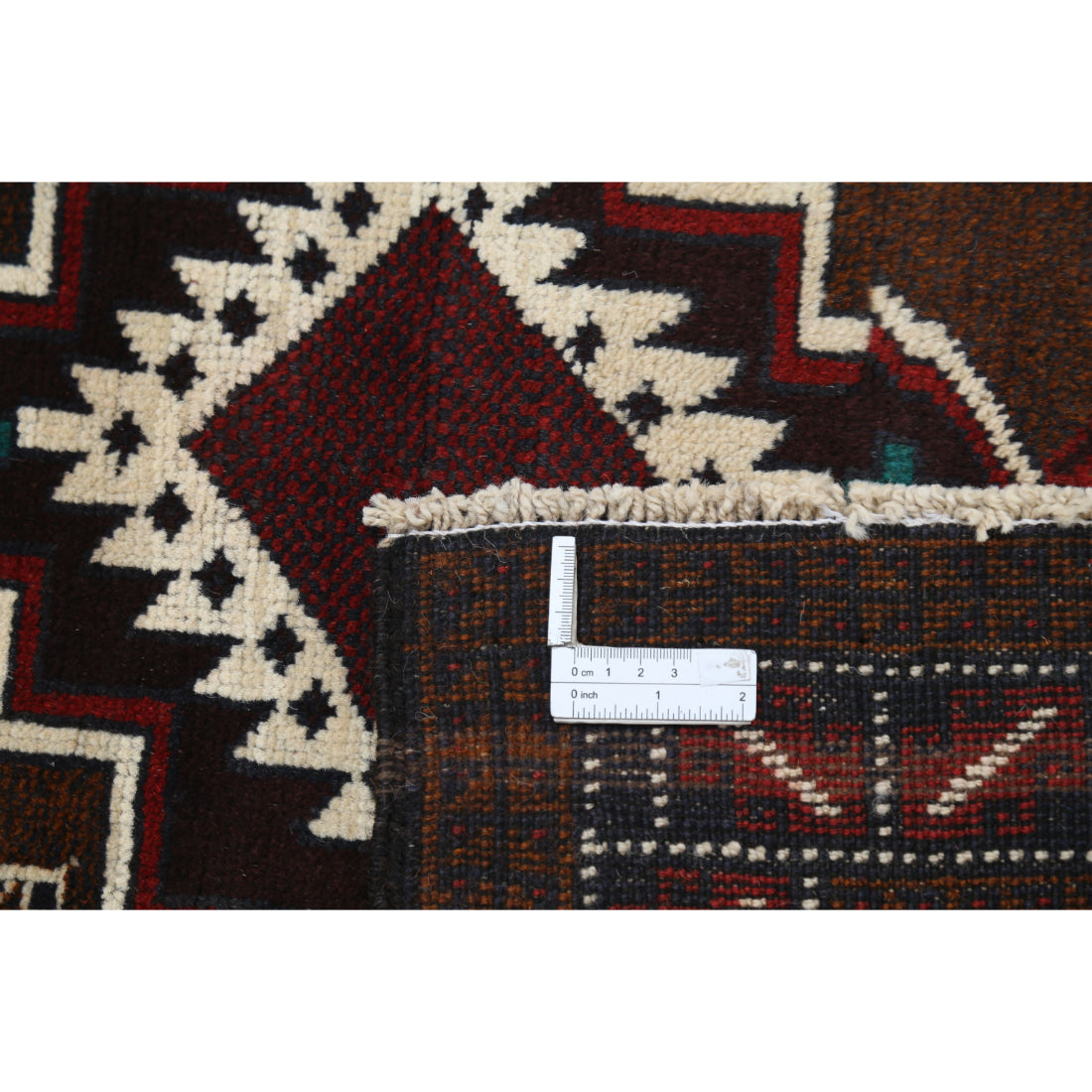 Alfombra tribal de lana Baluch anudada a mano - 2'11'' x 5'0''