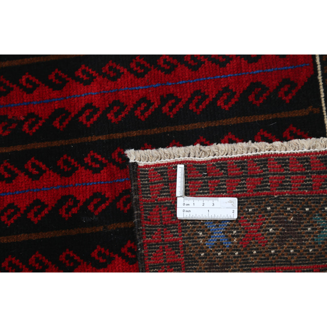 Alfombra tribal de lana Baluch anudada a mano - 3'0'' x 4'10''