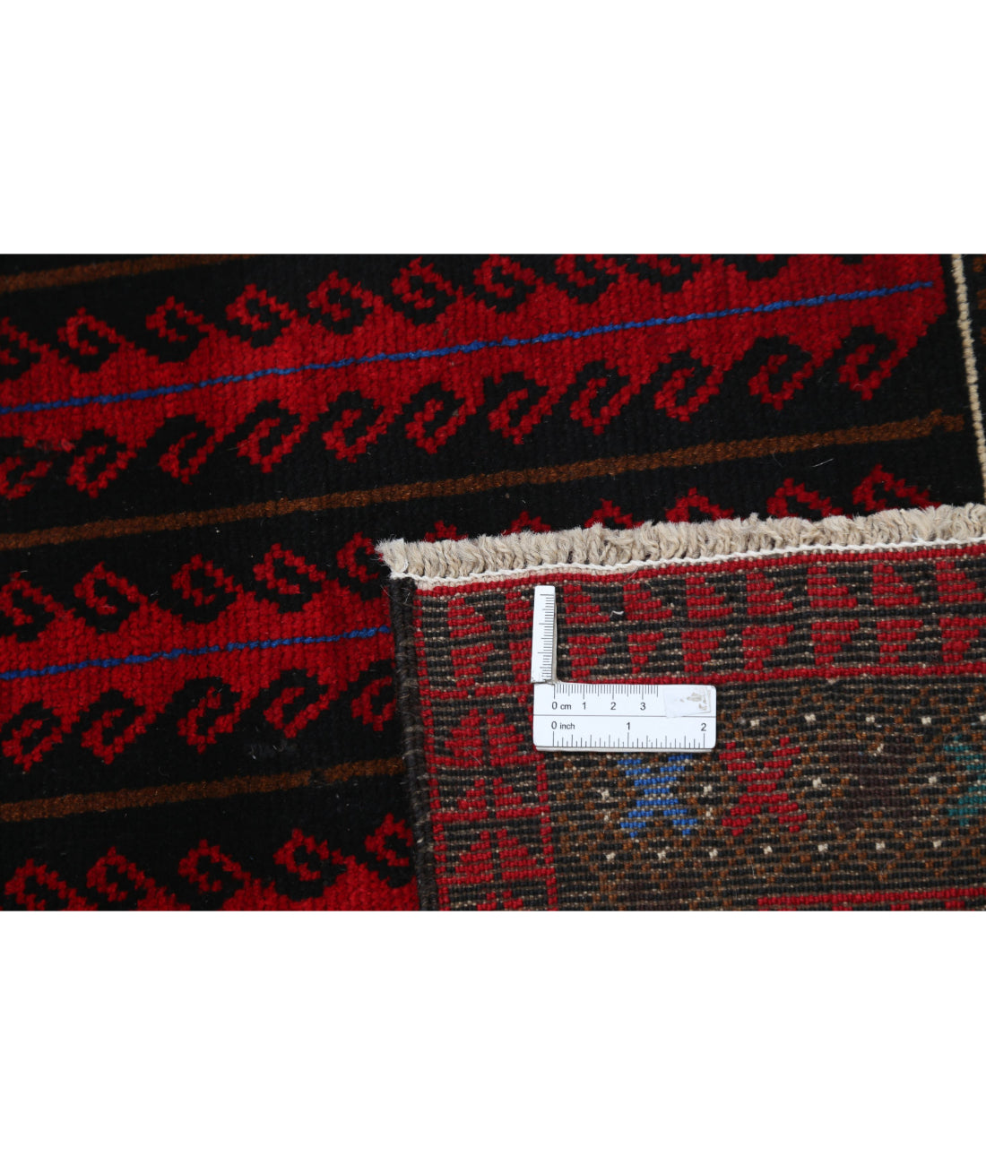 Alfombra tribal de lana Baluch anudada a mano - 3'0'' x 4'10''