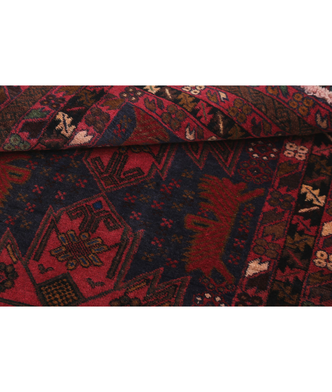 Alfombra tribal de lana Baluch anudada a mano - 3'0'' x 4'9''
