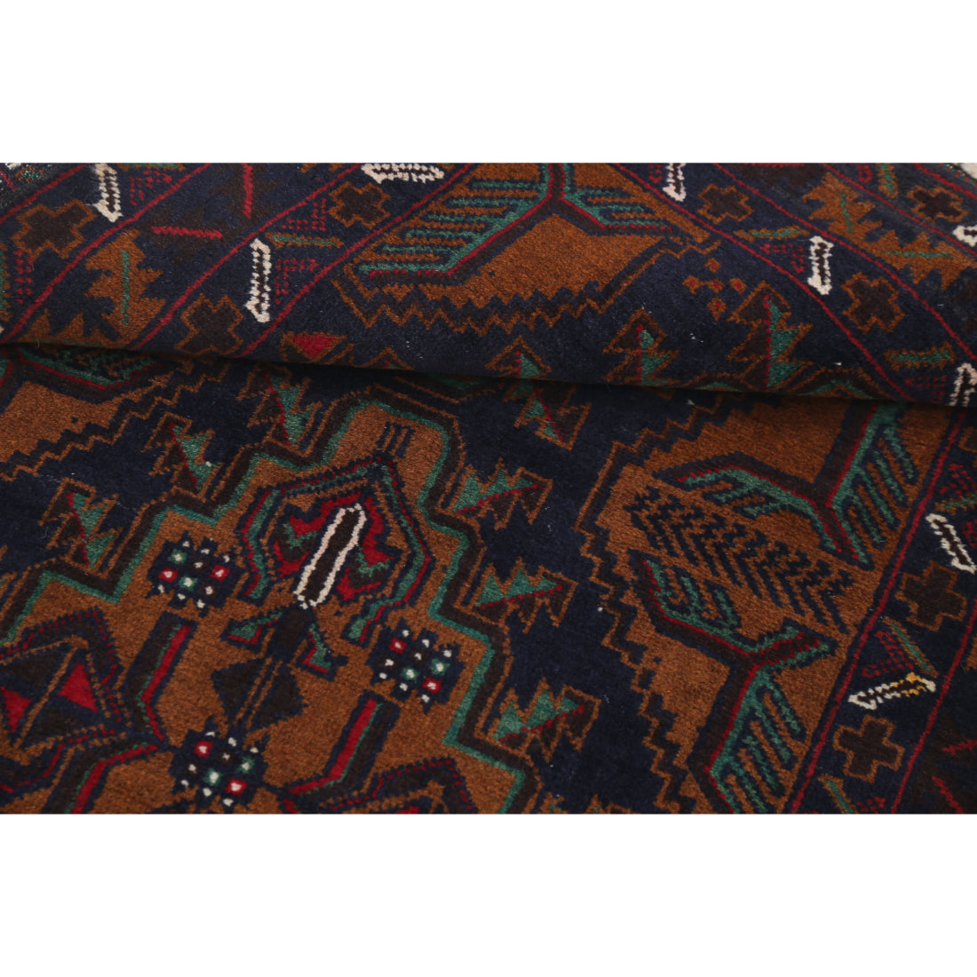 Alfombra tribal de lana Baluch anudada a mano - 2'11'' x 4'3''