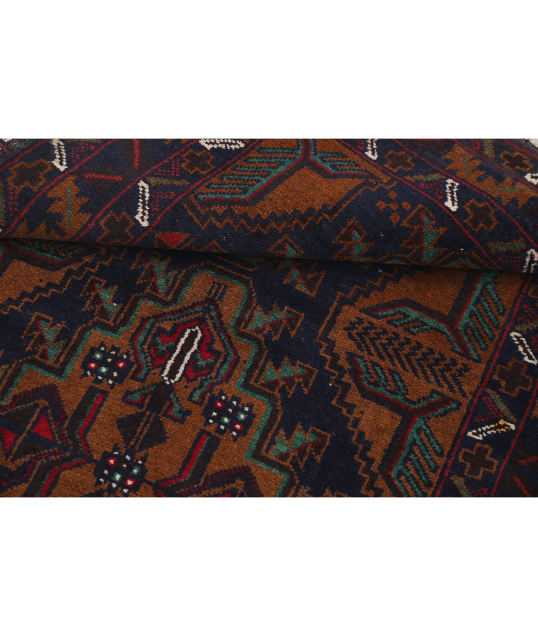 Alfombra tribal de lana Baluch anudada a mano - 2'11'' x 4'3''