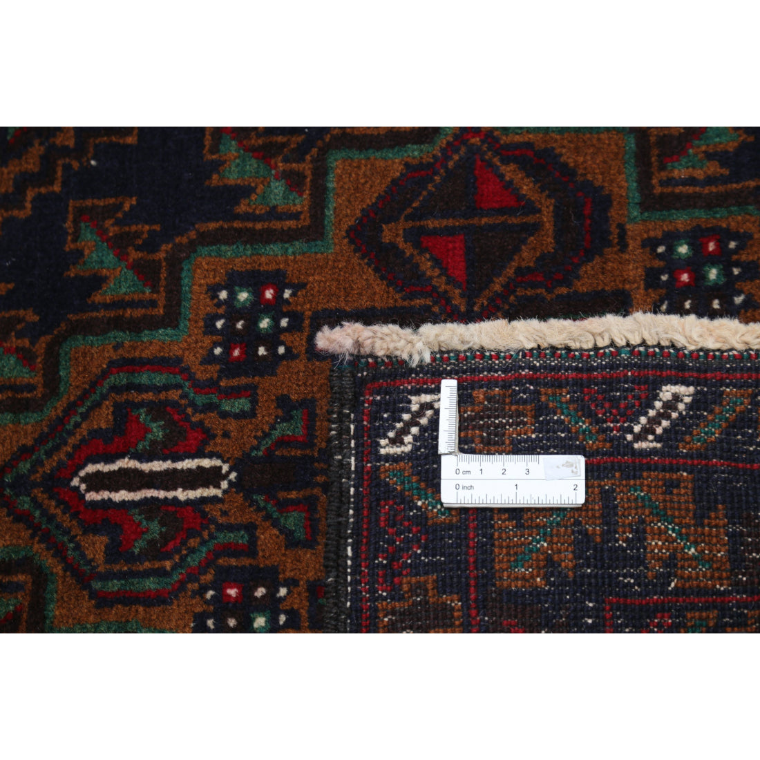 Alfombra tribal de lana Baluch anudada a mano - 2'11'' x 4'3''