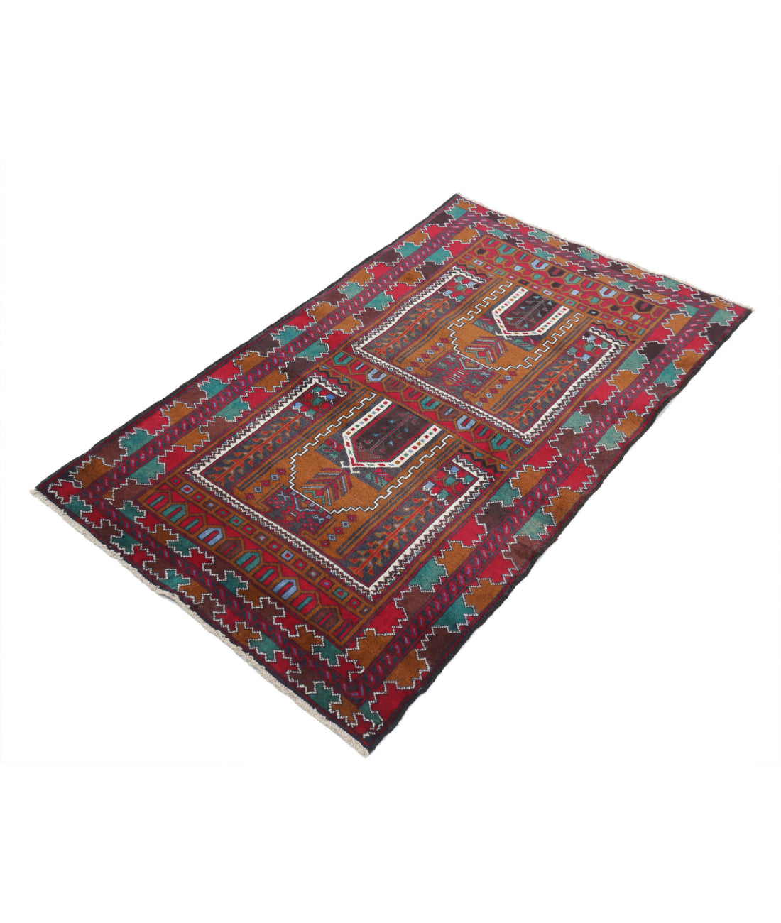 Alfombra tribal de lana Baluch anudada a mano - 2'11'' x 4'9''