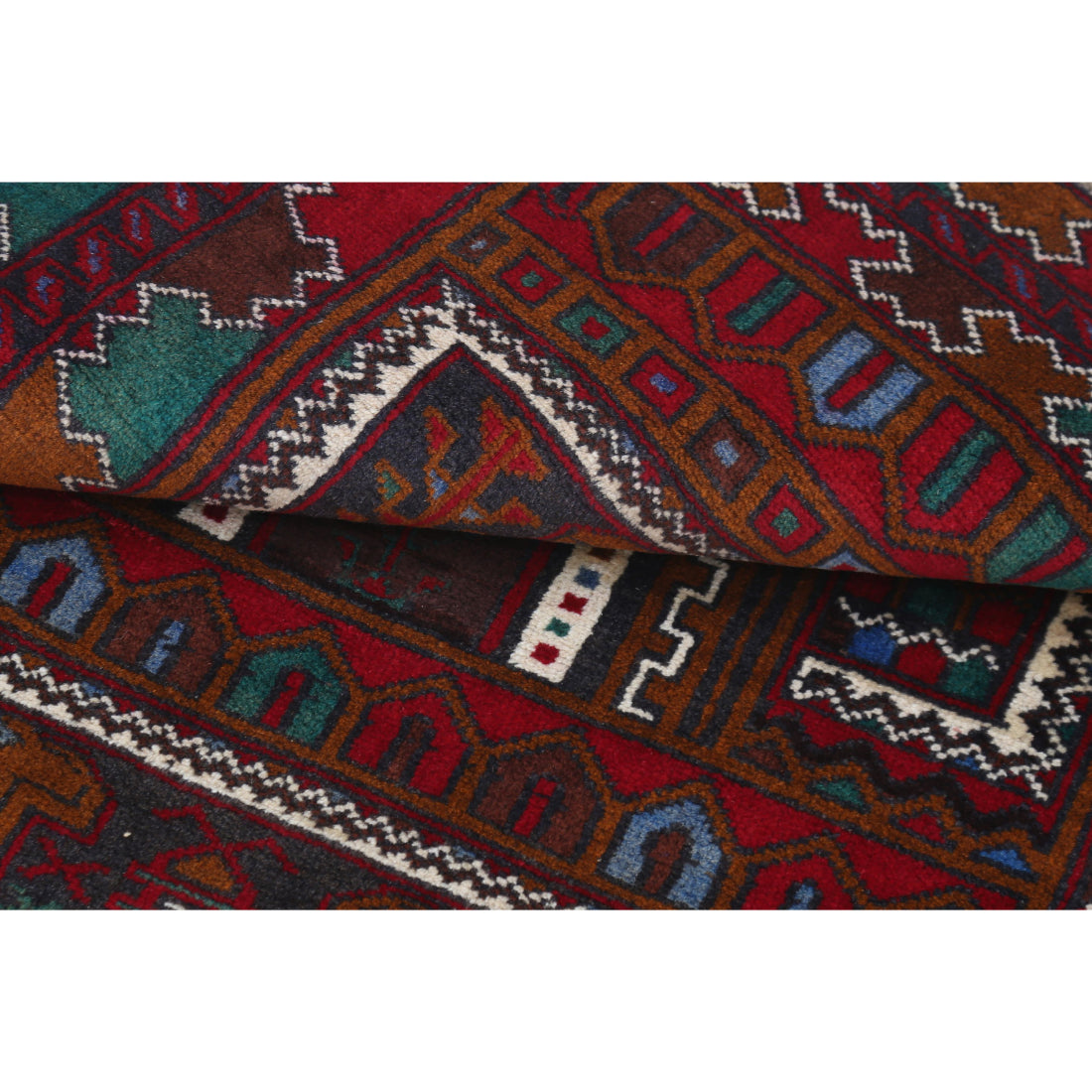 Alfombra tribal de lana Baluch anudada a mano - 2'11'' x 4'9''