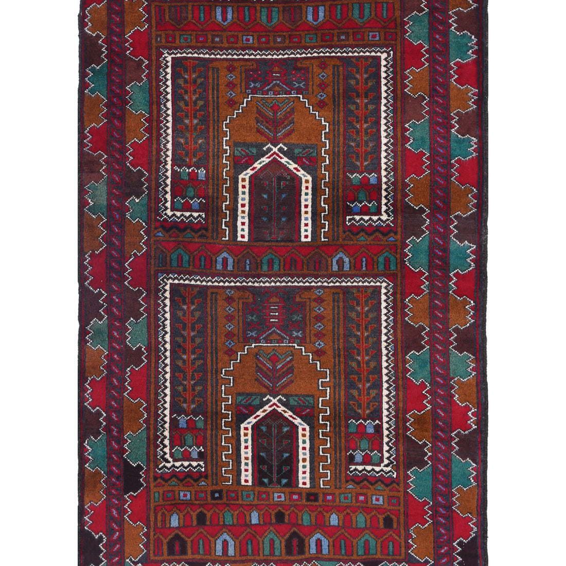 Alfombra tribal de lana Baluch anudada a mano - 2'11'' x 4'9''