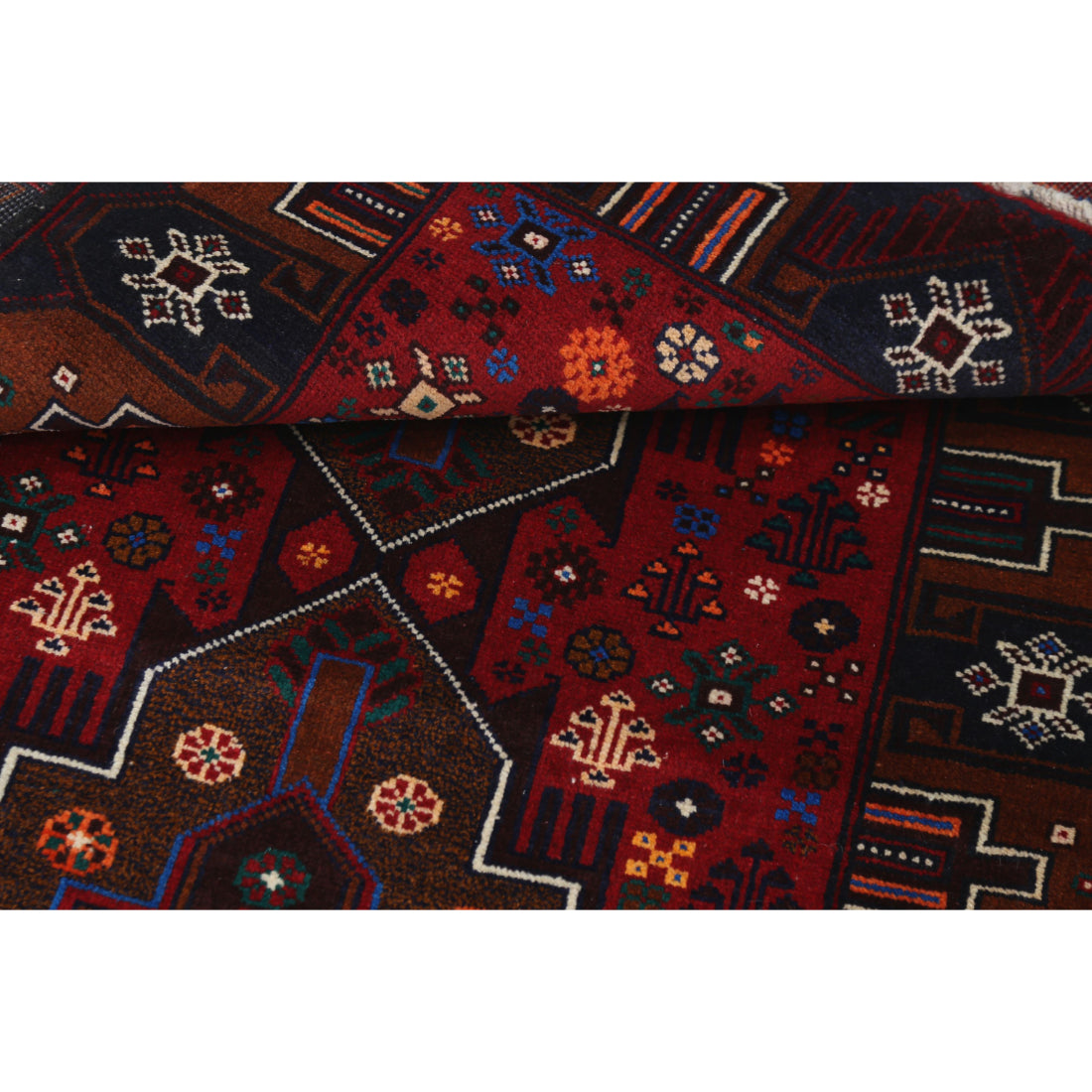 Alfombra tribal de lana Baluch anudada a mano - 2'8'' x 4'9''
