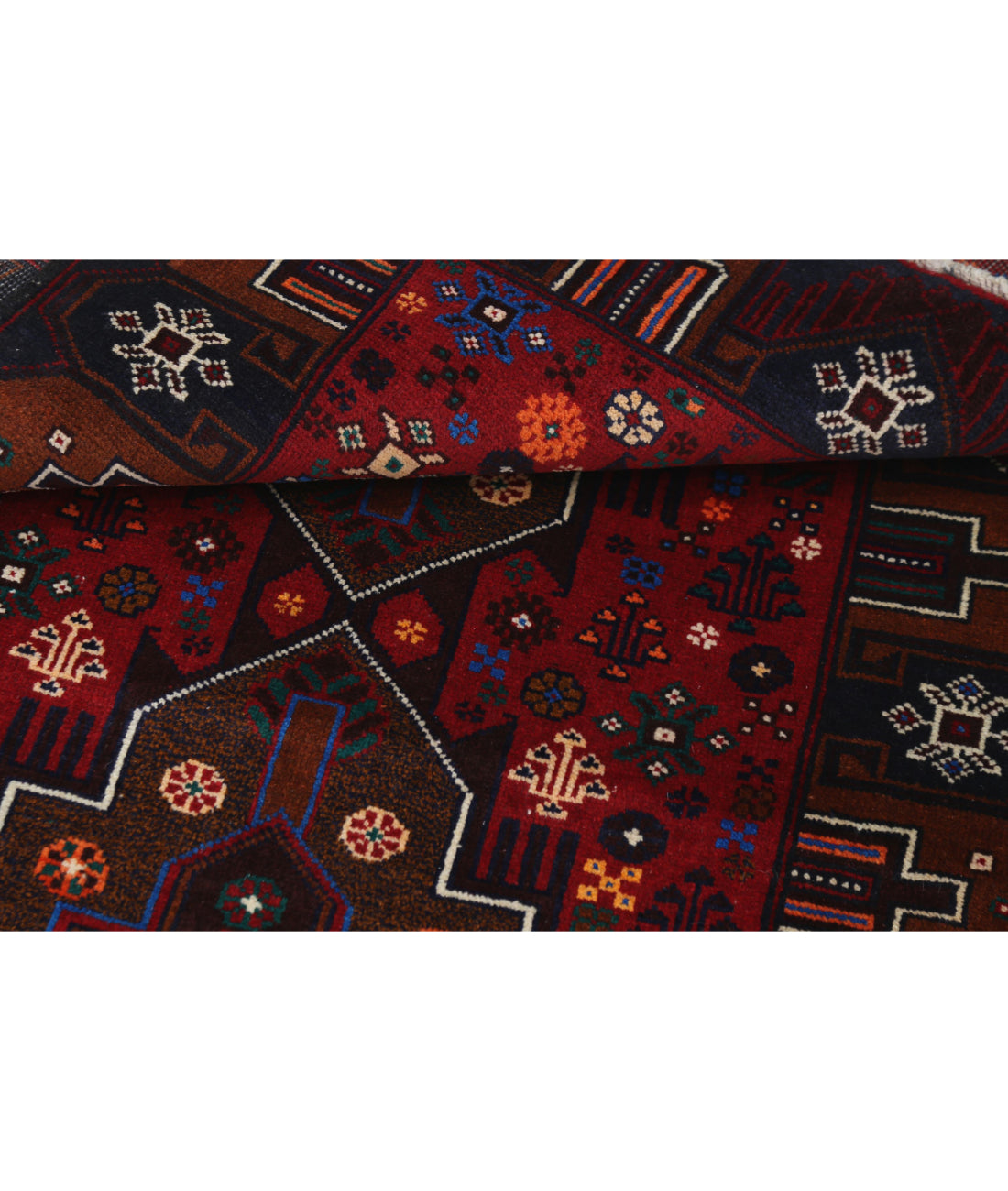 Alfombra tribal de lana Baluch anudada a mano - 2'8'' x 4'9''