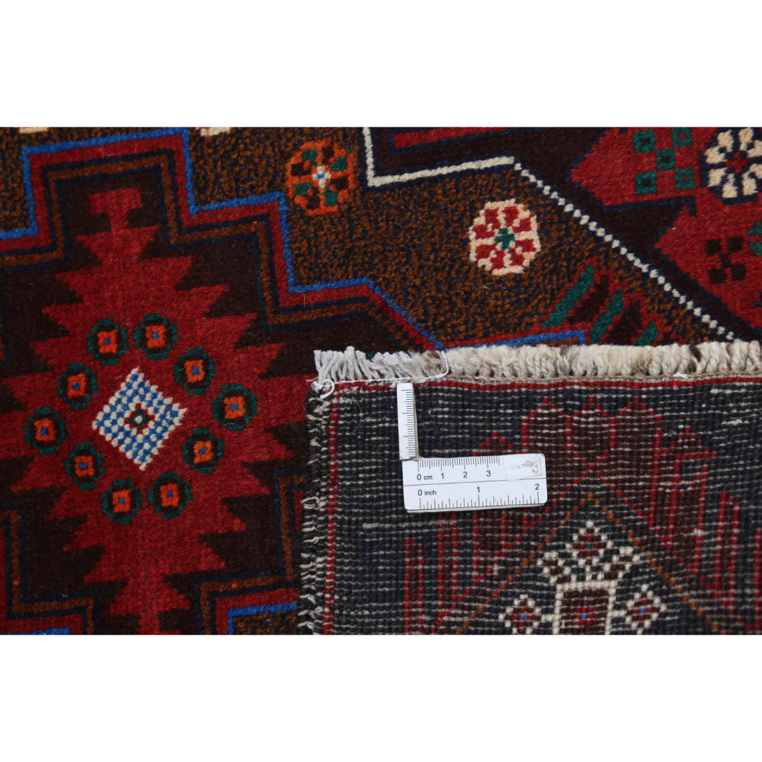 Alfombra tribal de lana Baluch anudada a mano - 2'8'' x 4'9''