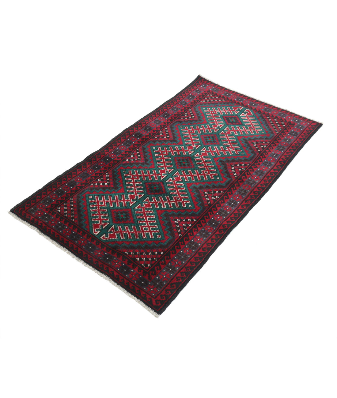 Alfombra tribal de lana Baluch anudada a mano - 2'8'' x 4'1''