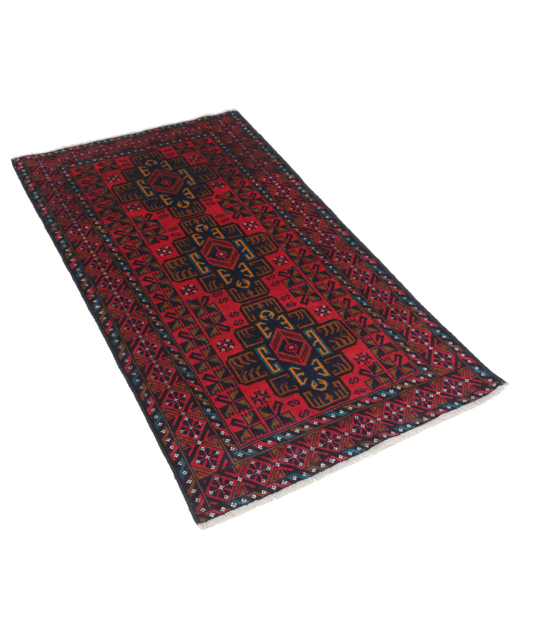 Hand Knotted Tribal Baluch Wool Rug - 2'8'' x 4'8'' 2'8'' x 4'8'' (80 X 140) / Red / N/A