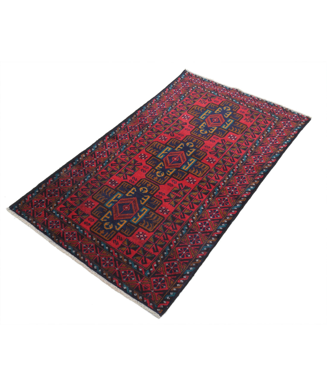 Hand Knotted Tribal Baluch Wool Rug - 2'8'' x 4'8'' 2'8'' x 4'8'' (80 X 140) / Red / N/A