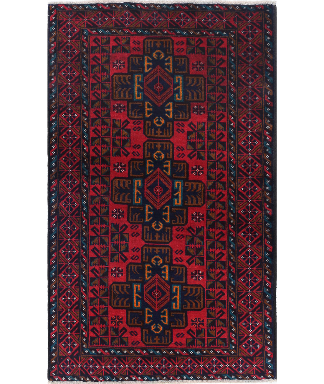Hand Knotted Tribal Baluch Wool Rug - 2'8'' x 4'8''