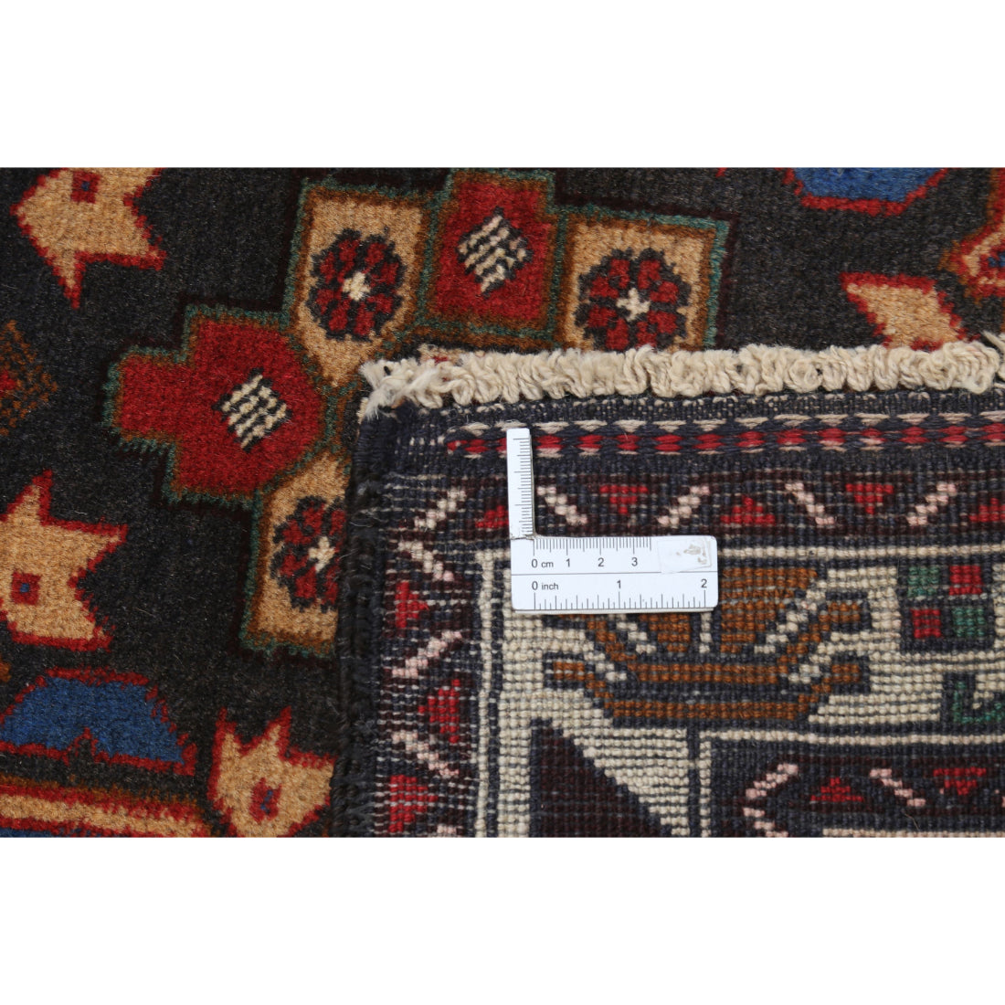 Alfombra tribal de lana Baluch anudada a mano - 3'0'' x 4'9''
