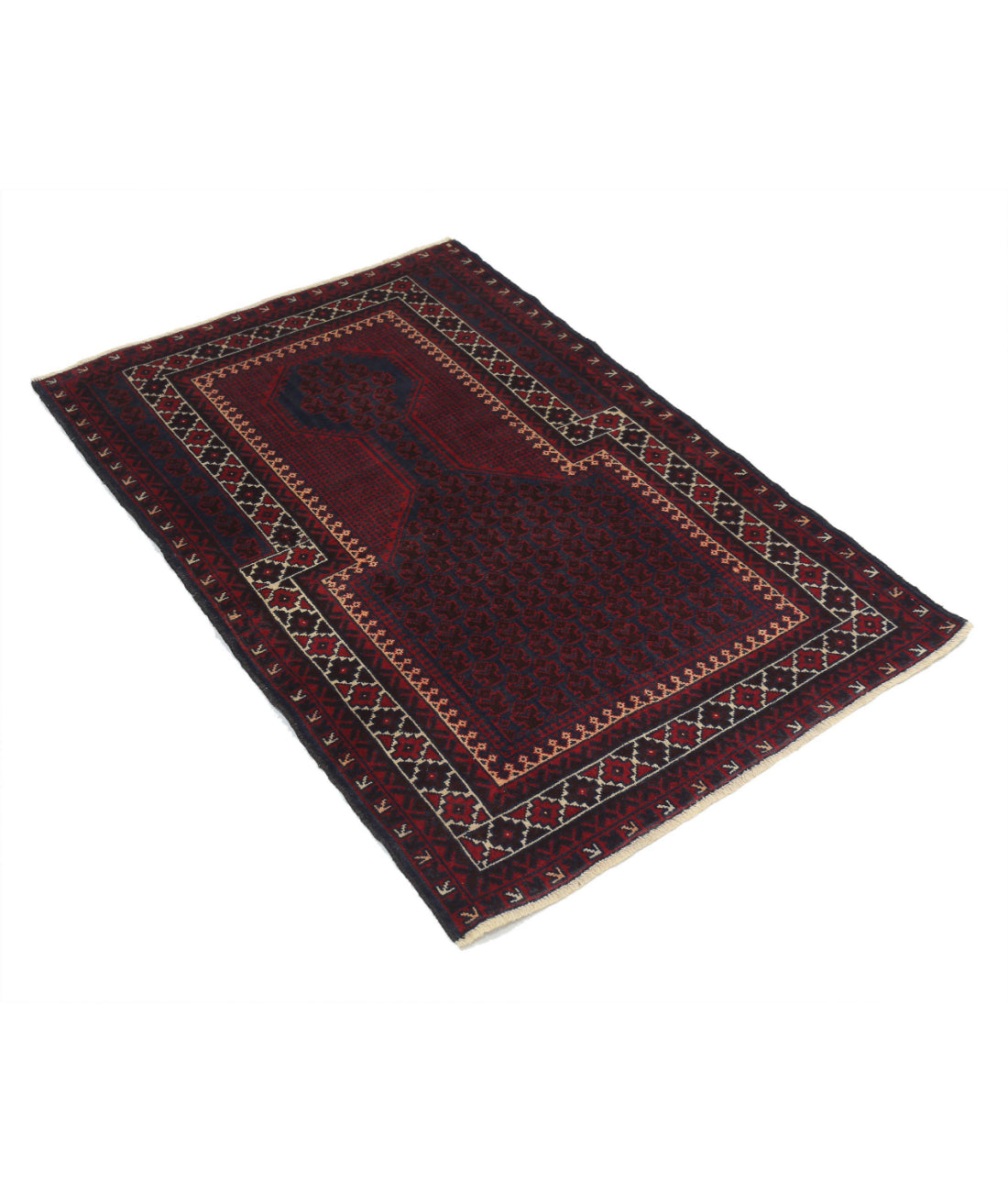 Hand Knotted Tribal Baluch Wool Rug - 3'0'' x 4'5'' 3'0'' x 4'5'' (90 X 133) / Red / N/A