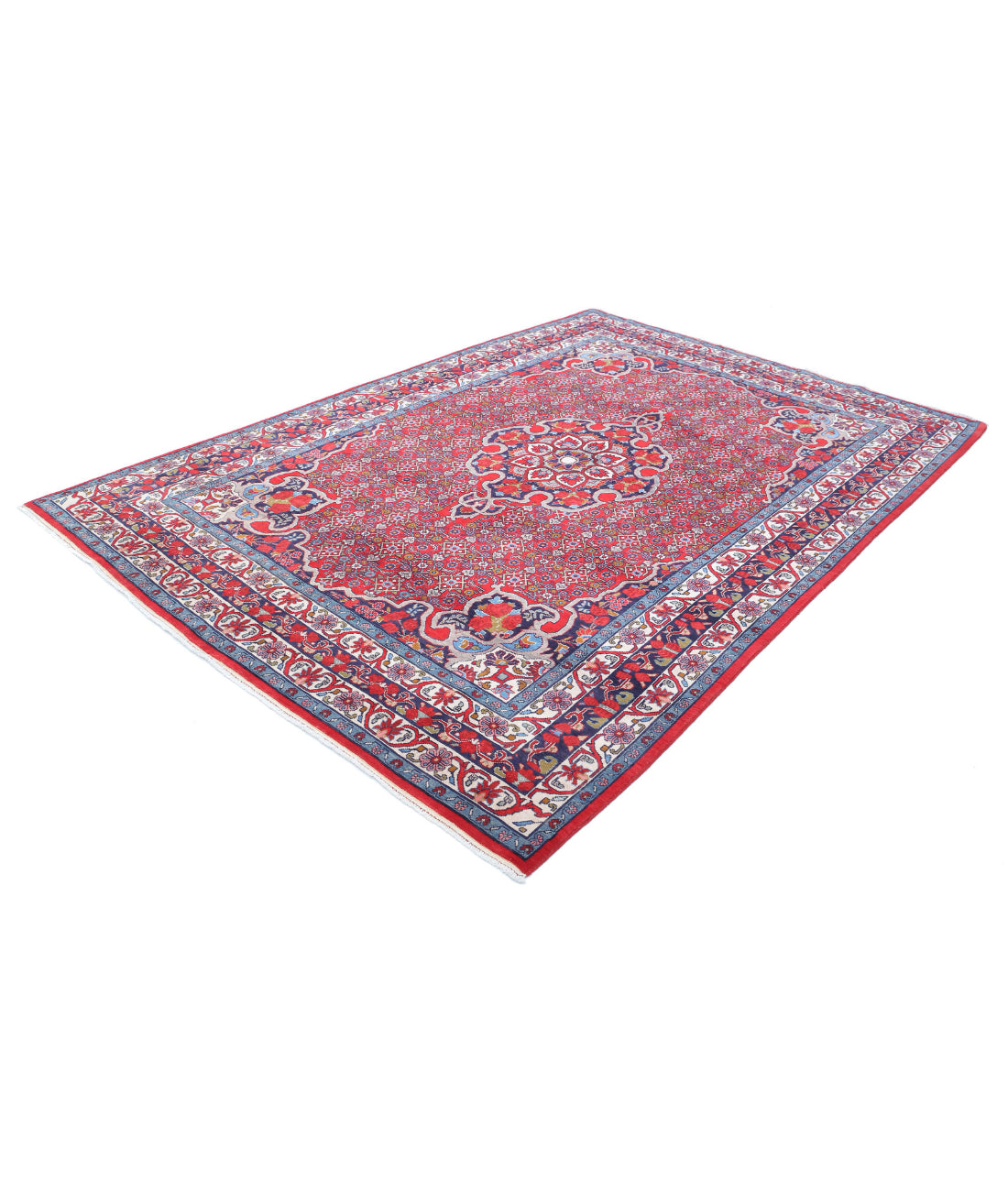 Hand Knotted Persian Bijar Wool Rug - 6'9'' x 9'8'' 6'9'' x 9'8'' (203 X 290) / Red / Blue