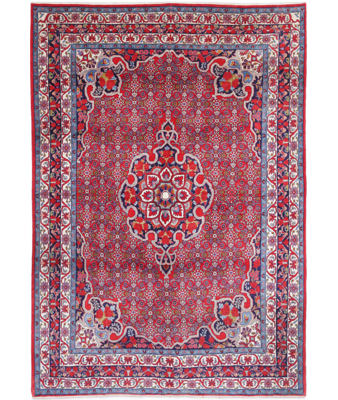 Hand Knotted Persian Bijar Wool Rug - 6&#39;9&#39;&#39; x 9&#39;8&#39;&#39; 6&#39;9&#39;&#39; x 9&#39;8&#39;&#39; (203 X 290) / Red / Blue