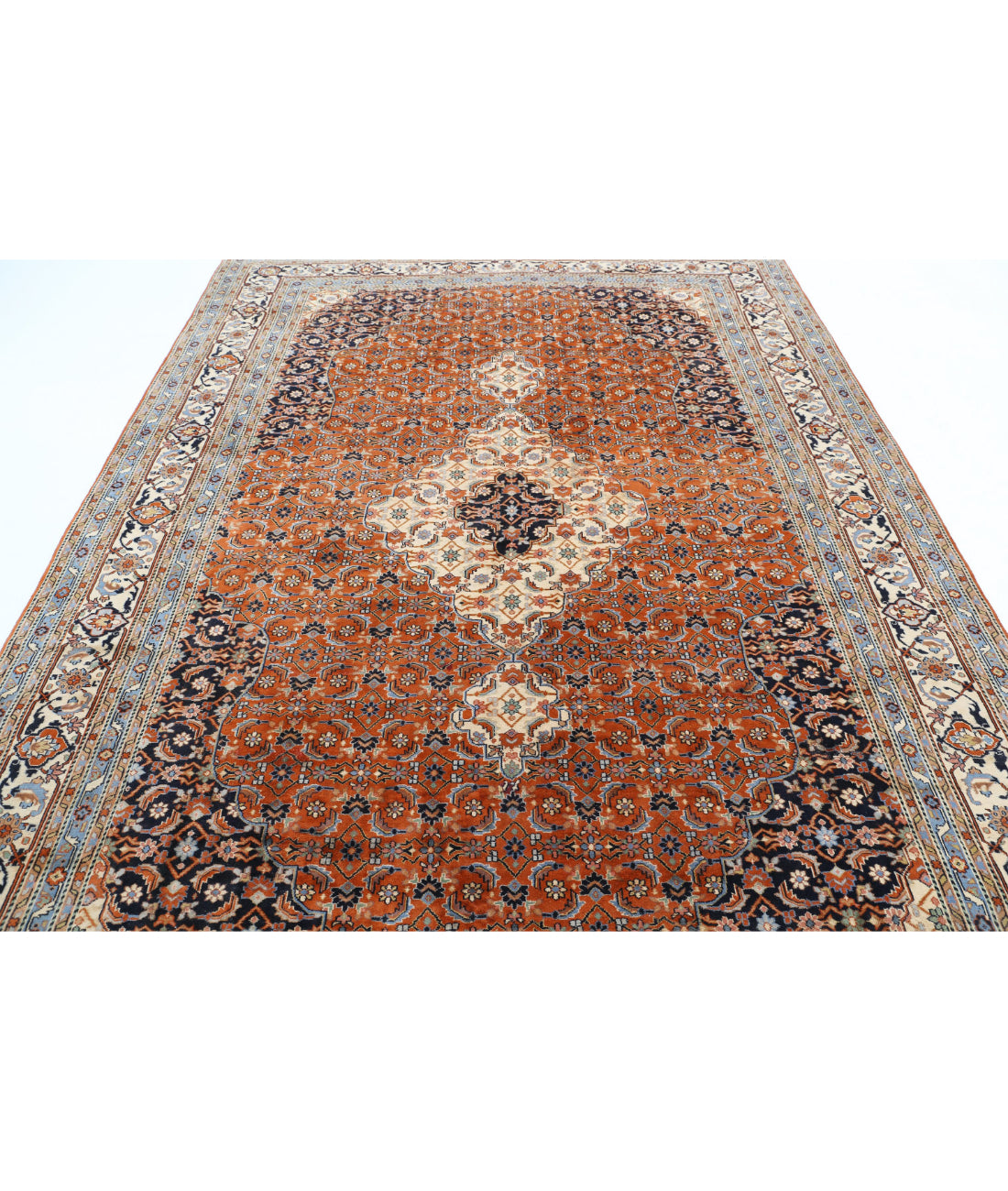 Hand Knotted Persian Bijar Wool Rug - 7'6'' x 10'10'' 7'6'' x 10'10'' (225 X 325) / Red / Ivory