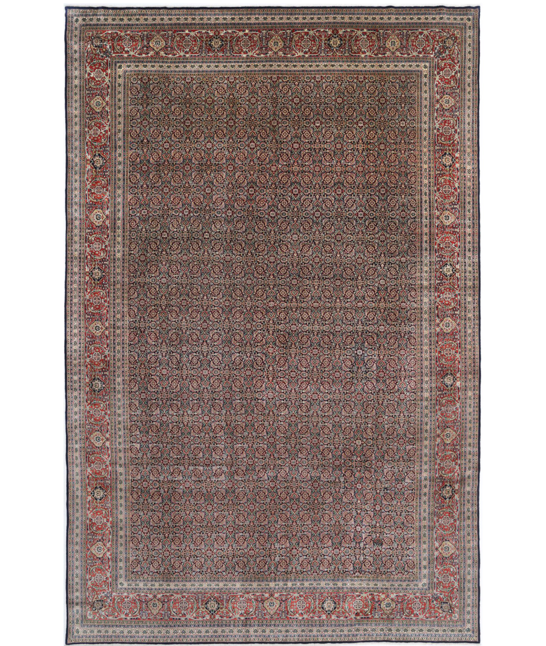 Hand Knotted Persian Bijar Wool Rug - 11'8'' x 18'2'' 11'8'' x 18'2'' (273 X 353) / Blue / Red