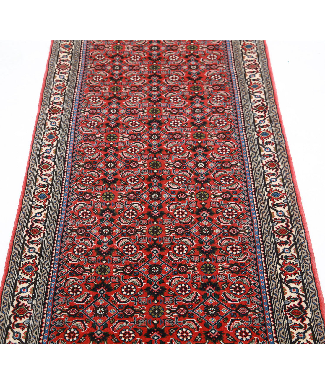 Hand Knotted Persian Bijar Wool Rug - 2'6'' x 9'5'' 2'6'' x 9'5'' (75 X 283) / Rust / Ivory