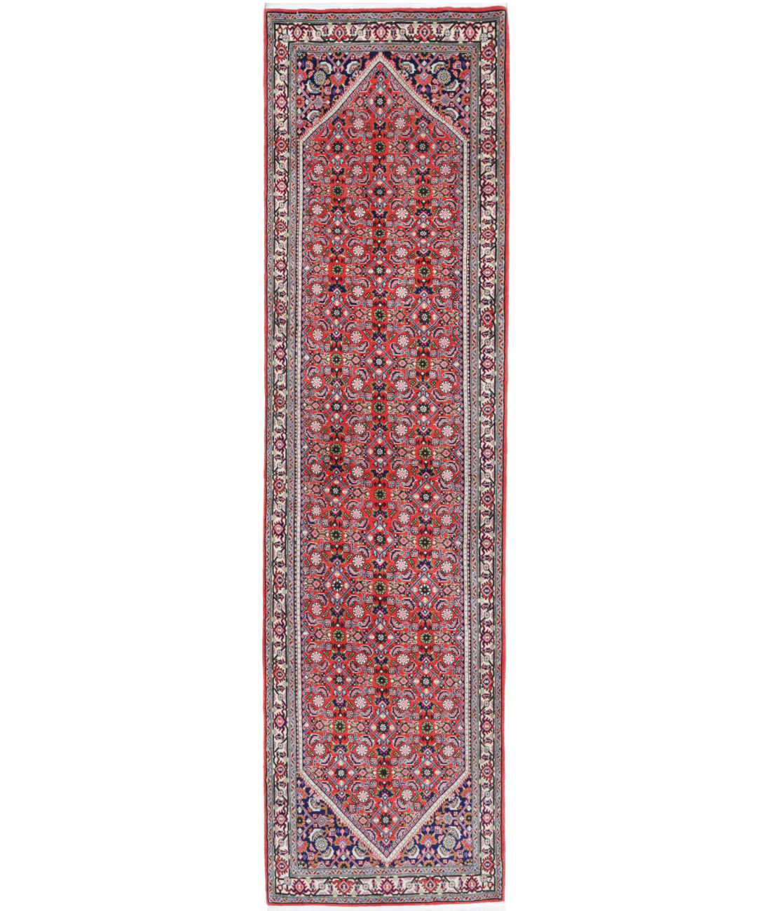 Hand Knotted Persian Bijar Wool Rug - 2'5'' x 9'7'' 2'5'' x 9'7'' (73 X 288) / Red / Ivory