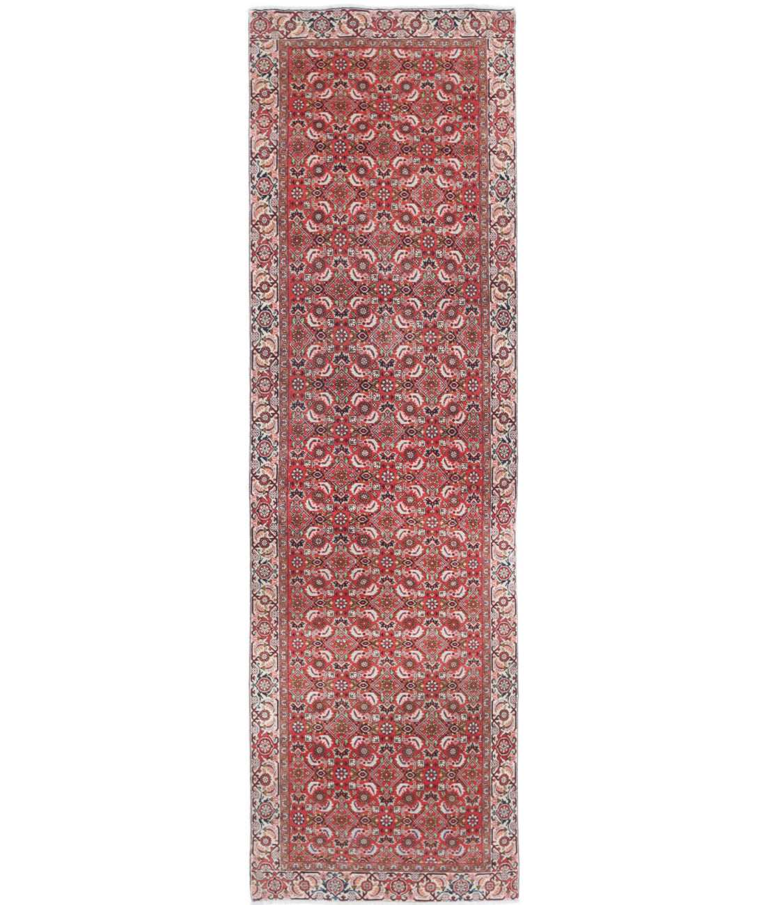 Hand Knotted Persian Bijar Wool Rug - 2'6'' x 9'2'' 2'6'' x 9'2'' (75 X 275) / Red / Ivory