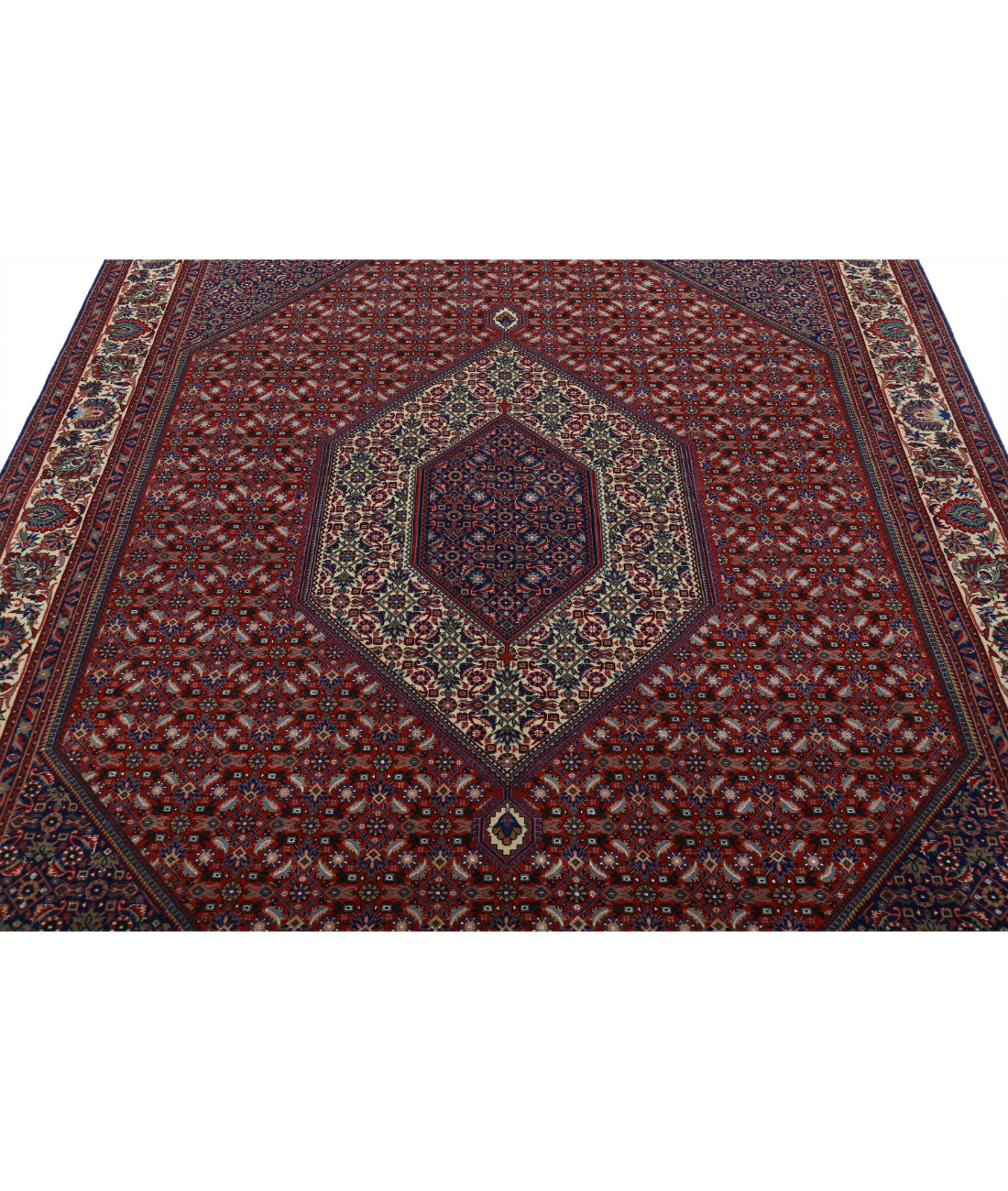 Hand Knotted Persian Bijar Wool Rug - 6'8'' x 9'11'' 6'8'' x 9'11'' (200 X 298) / Red / Ivory