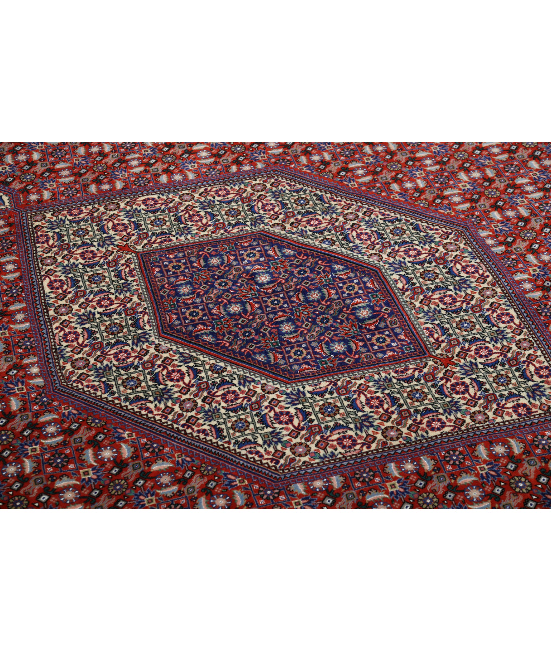 Hand Knotted Persian Bijar Wool Rug - 6'8'' x 9'11'' 6'8'' x 9'11'' (200 X 298) / Red / Ivory