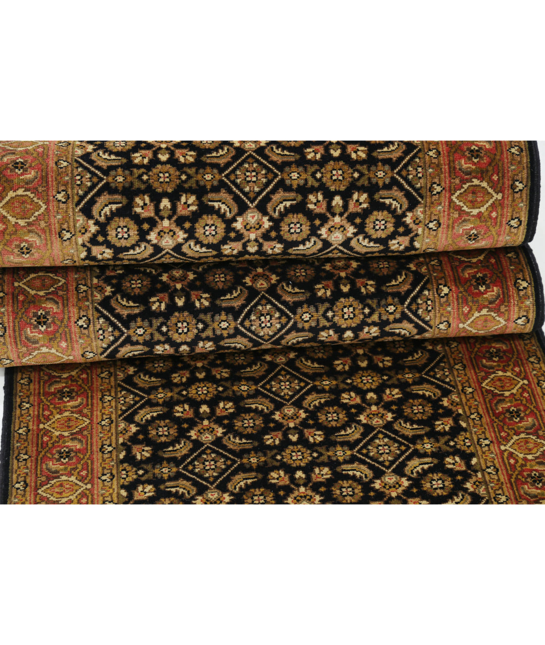 Hand Knotted Heritage Bijar Wool Rug - 2'6'' x 19'4'' 2'6'' x 19'4'' (243 X 340) / Black / Rust