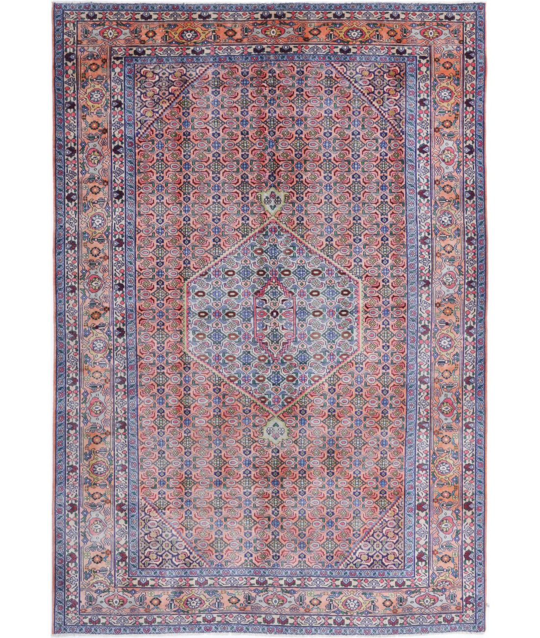 Hand Knotted Oriental Bijar Wool Rug - 6'1'' x 9'3''