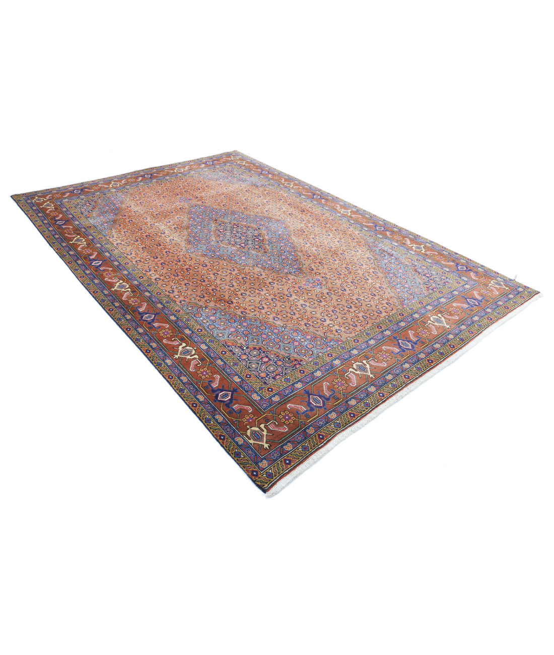 Hand Knotted Persian Bijar Wool Rug - 6'8'' x 9'9'' 6'8'' x 9'9'' (200 X 293) / Rust / Brown
