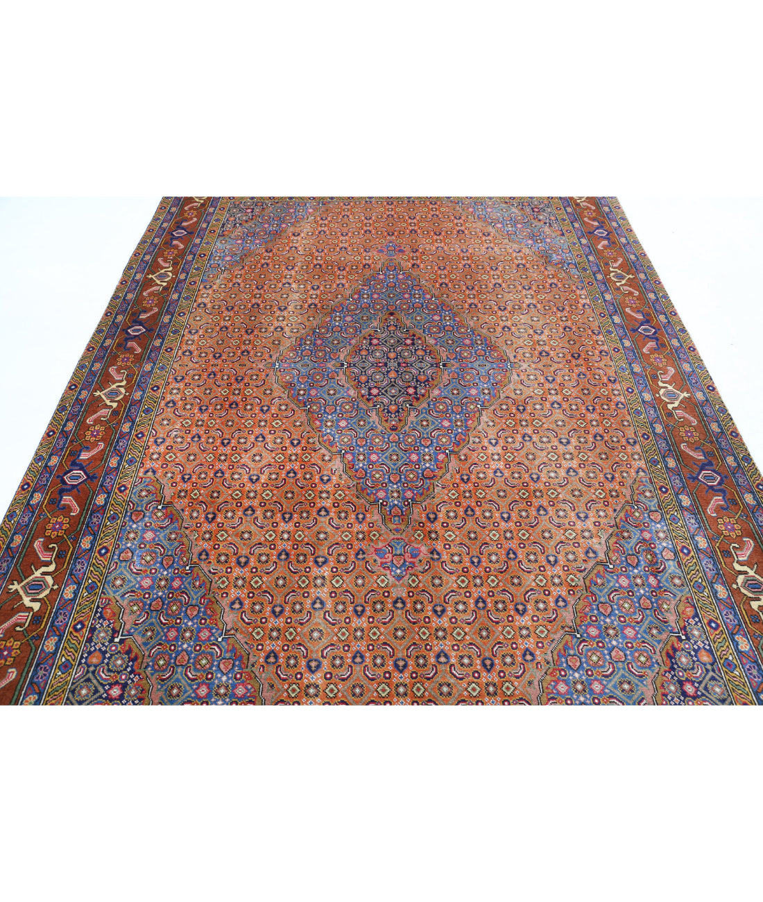 Hand Knotted Persian Bijar Wool Rug - 6'8'' x 9'9'' 6'8'' x 9'9'' (200 X 293) / Rust / Brown