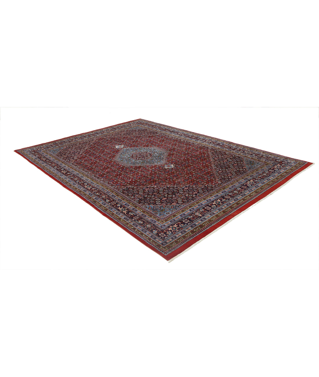 Hand Knotted Persian Bijar Wool Rug - 7'3'' x 10'3'' 7'3'' x 10'3'' (218 X 308) / Red / Blue
