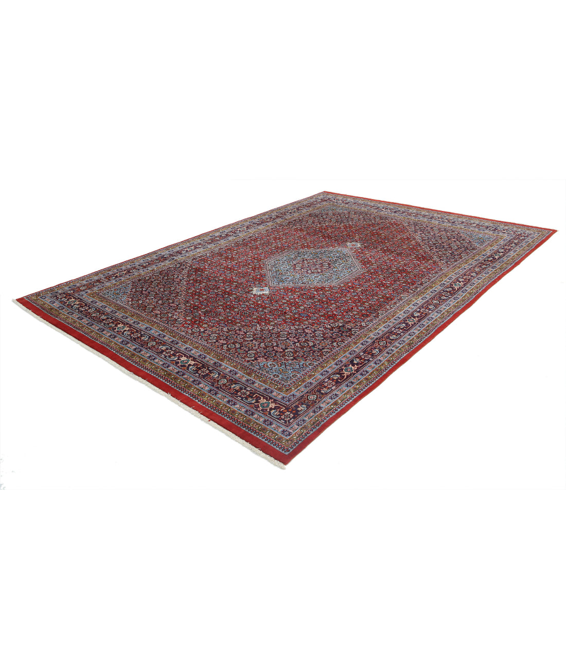Hand Knotted Persian Bijar Wool Rug - 7'3'' x 10'3'' 7'3'' x 10'3'' (218 X 308) / Red / Blue