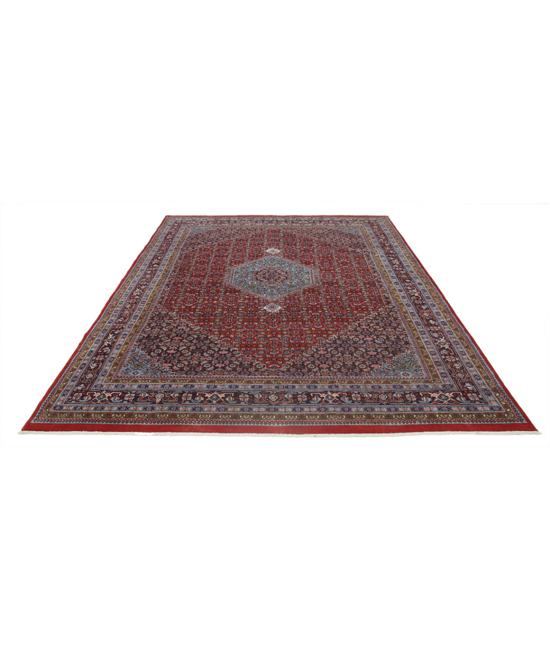 Hand Knotted Persian Bijar Wool Rug - 7'3'' x 10'3'' 7'3'' x 10'3'' (218 X 308) / Red / Blue