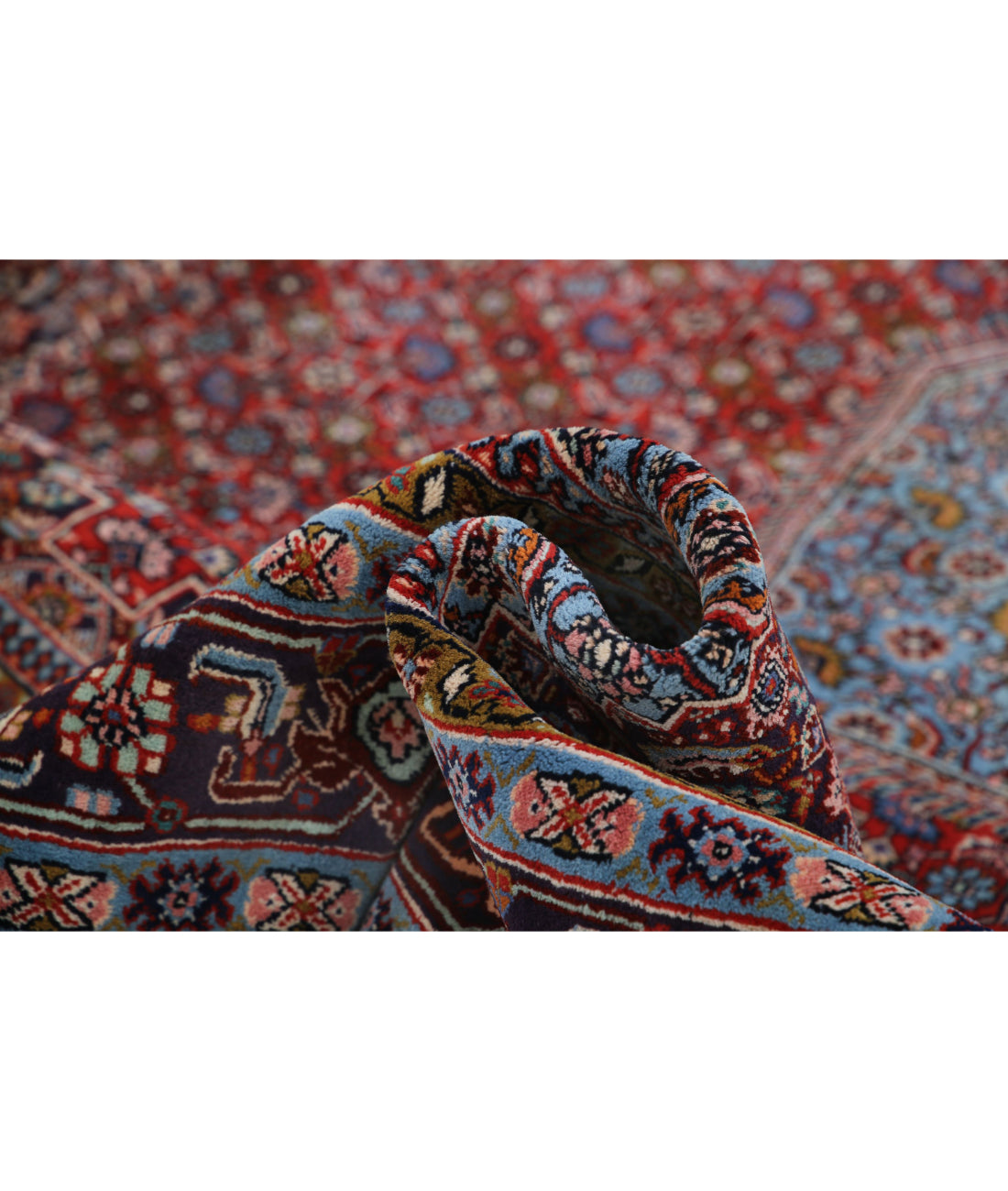 Hand Knotted Persian Bijar Wool Rug - 7'3'' x 10'3'' 7'3'' x 10'3'' (218 X 308) / Red / Blue