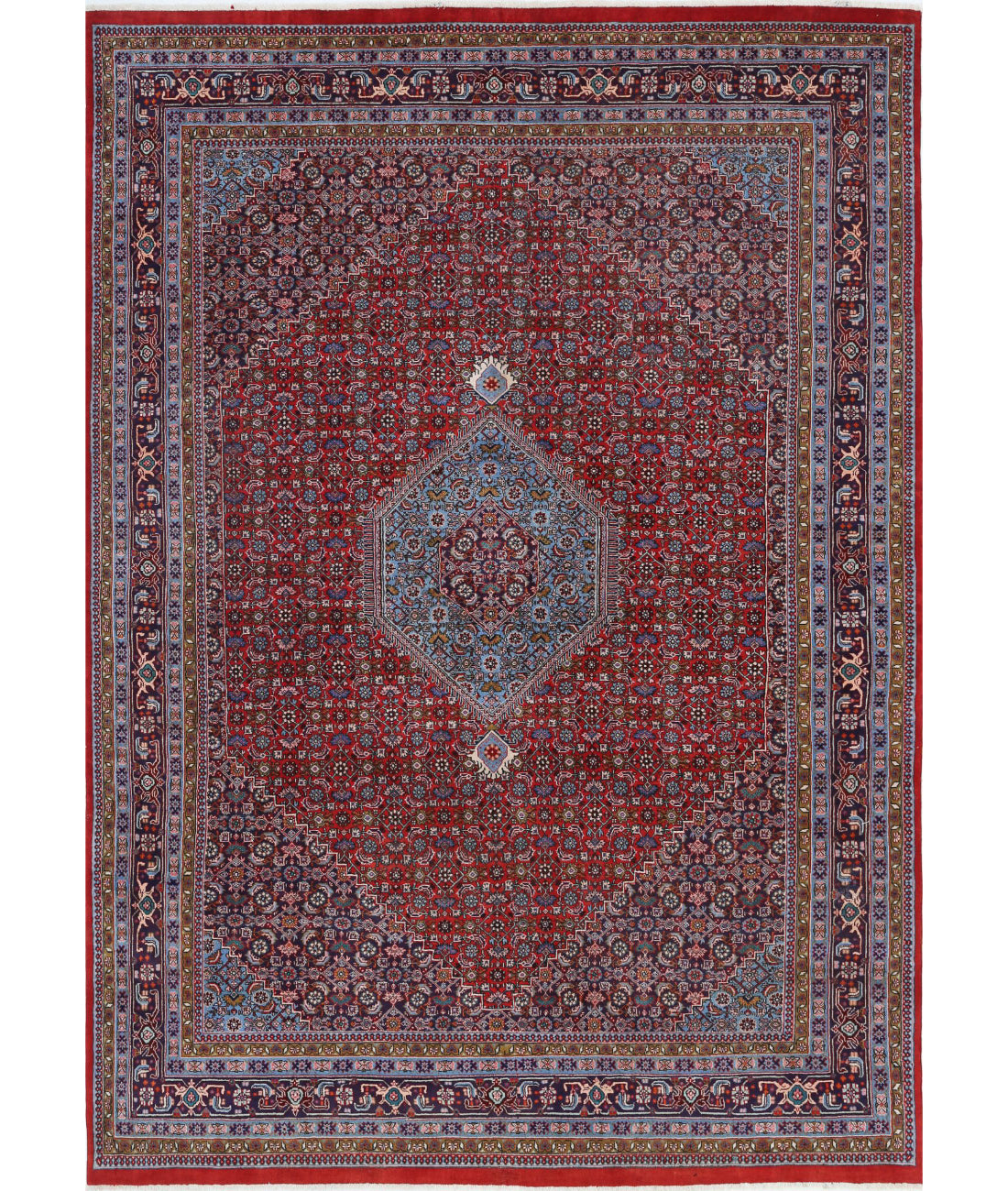 Hand Knotted Persian Bijar Wool Rug - 7&#39;3&#39;&#39; x 10&#39;3&#39;&#39; 7&#39;3&#39;&#39; x 10&#39;3&#39;&#39; (218 X 308) / Red / Blue