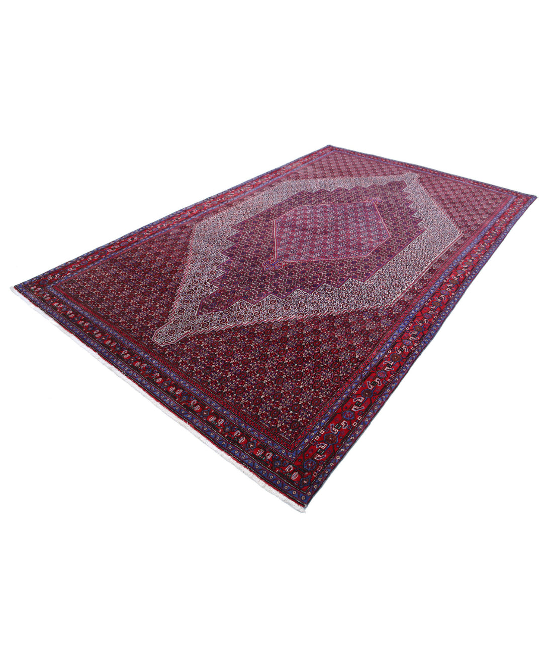 Hand Knotted Persian Bijar Wool Rug - 6'8'' x 10'11'' 6'8'' x 10'11'' (200 X 328) / Blue / Red