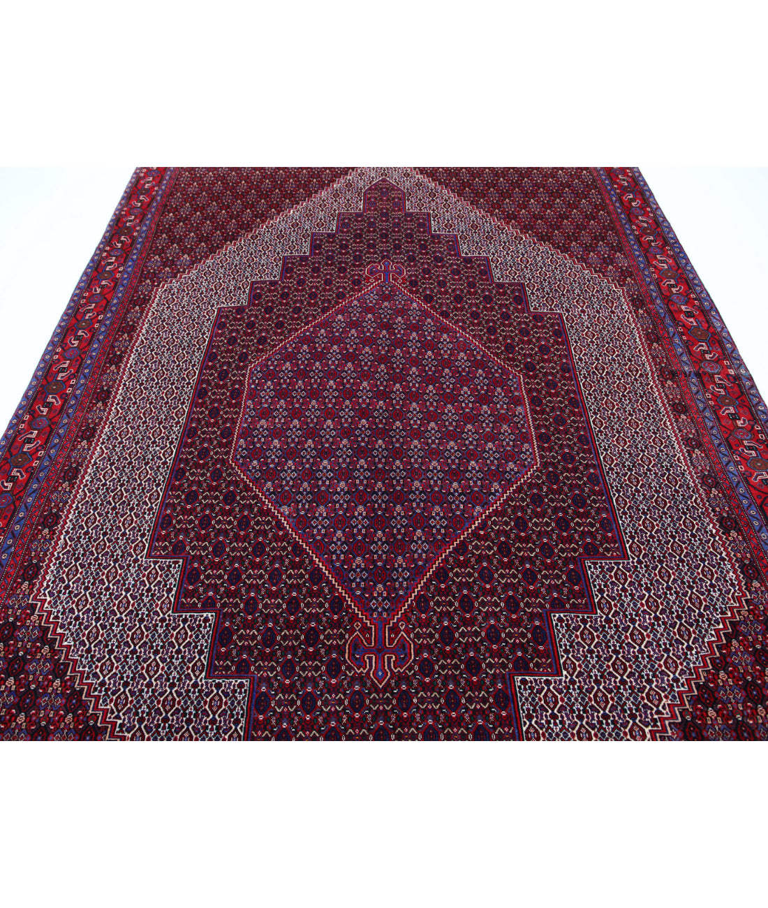 Hand Knotted Persian Bijar Wool Rug - 6'8'' x 10'11'' 6'8'' x 10'11'' (200 X 328) / Blue / Red