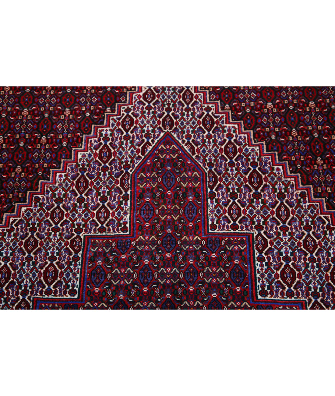 Hand Knotted Persian Bijar Wool Rug - 6'8'' x 10'11'' 6'8'' x 10'11'' (200 X 328) / Blue / Red